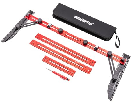 RONGPRO Stair Tread Template Tool, Stair Gauge Set Shelf Layout Measuring Scribe Tool for Stairs, Risers, Partitions, Self and Cutting Drywall - Red