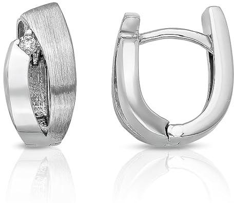 CASSINI Klappcreolen Ohrringe Silber 925 – Creolen Silber 925 Klein Ovale mit Zirkonia aus 925 Sterling Silber, Ohrringe Allergiefrei, Rhodiniert mit Scharnier, Nickelfreier Schmuck für Damen – 3CBC