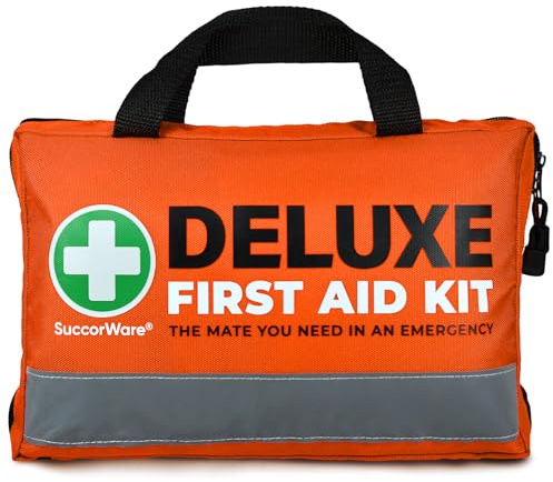 SuccorWare 380 Pieces Deluxe First Aid Kit Compact Trauma Medical Kits with Assorted Bandages, Instant Cold Pack, Emergency Blanket for Home, Travel, Camping, Vehicle, Emergency Kits(Orange)