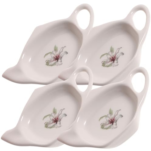 LALADEFIEE 4 pezzi Piattini Portabustine Tè in Forma Teiera Organizer per Bustine Usate Resistente e Decorativo Hotel Tè