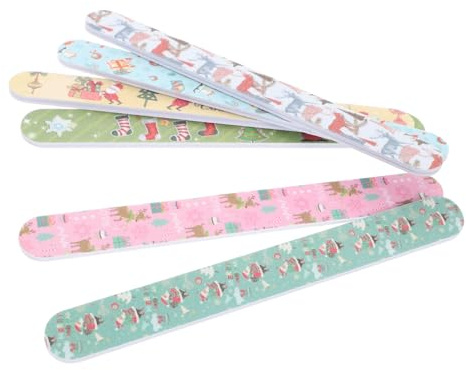 ARTSEWPLY Limes à Ongles De Noël 12 Pièces Thème Fêtes Grain Moyen Pour Manucure Pédicure Femmes Et Filles Usage Domestique Motif Aléatoire