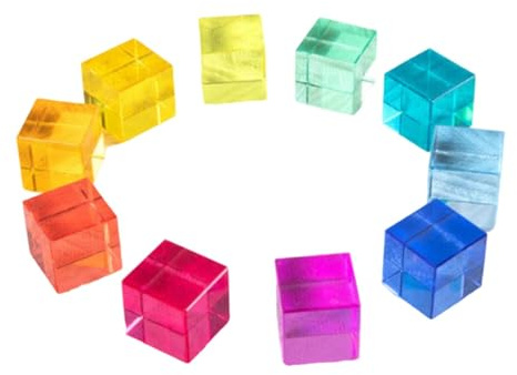 Jiuvaso 10 Pezzi Di Cubi Acrilici Arcobaleno 25 Mm, Set Di Blocchi Di Costruzione in Acrilico Altamente Trasparente per L'insegnamento All'asilo, Gioco Prima Infanzia Adatto a Bambini Dai 4 Ai 6 Anni