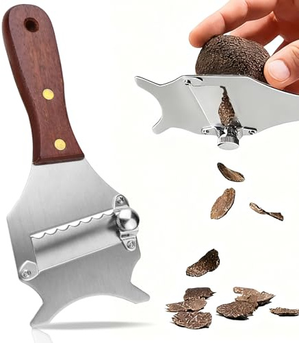 LPZMPZ Taglia Tartufo Professionale, Affetta Tartufo Acciaio Inox, Affetta Tartufi Regolabile, Grattugia Tartufo con Manico in Legno, per Burro, Cioccolato, Tartufi, Formaggio e Verdure