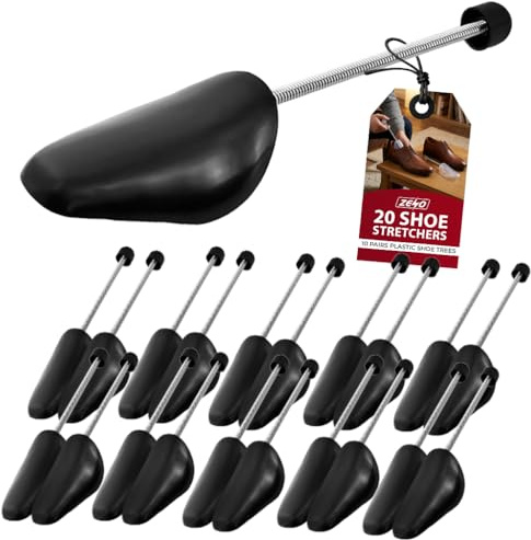 ZENO Plastic Shoe Stretchers 10 Pairs | Plastic Shoe Trees with Flexibility | Shoe Shapers for All UK Sizes | Maintain Size for Trainers, Sneakers & Shoes