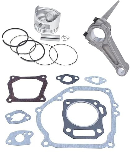 Homeponnew Kit de piston de rechange avec tige de connexion, goupille, anneaux et ensemble complet de joints pour moteur de tondeuse à gazon GX200 6,5 HP
