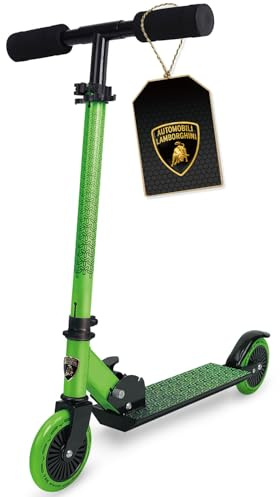 Lamborghini Kick Scooter for Kids Ages 5+, Foldable, Height Adjustable, Anti-Slip Footplate, Rear Foot Brake, Foam Grips, 120mm Wheels, 50KG Max