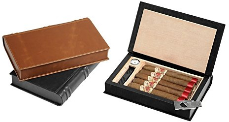 HUMIDOR UMIDIFICATORE DA VIAGGIO IN SIMILPELLE E CEDRO CON CALAMITA NERO LUBINSKI