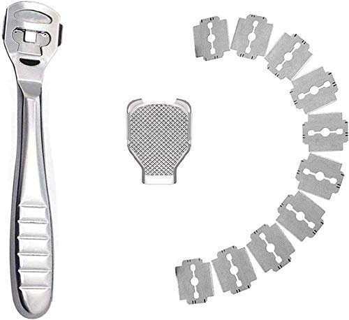 Removedor de callos y callos profesional, lima de acero inoxidable, removedor de dureza, maquinilla de afeitar, pedicura y cuidado de los pies. (silver)