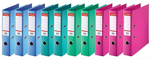 ESSELTE Lot de 10 Classeurs à Levier Revêtu Plastique A4 Dos de 75 mm Coloris Mode Aléatoire