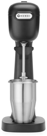HENDI Mixer Professionale per Bevande, Aeratore di Bevande Leggere, Frappé, Cappuccini Freddi, Include 2 Bicchieri e 4 Agitatori, 230V/400W, 170x196x(H)490mm, Nero
