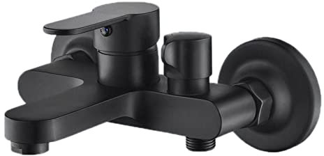 FQYEP Shower Mixer Tap Set for Bath,Matt Black,Shower Faucet Hot and Cold Water,Faucet for Bathtub,Brass,Shower Mixer Tap,Wall Mounted Bath Mixer Tap,Black C