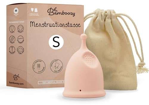 Bamboozy Luxus Menstruationstasse (S) - Wiederverwendbare Menstruationstasse aus Medizinischem Silikon - Bis zu 12 Stunden Schutz - Plastikfrei, ohne BPA und Andere Unerwünschte Stoffe