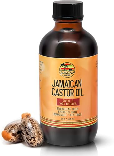 Organic Jamaican Castor Oil - 4 fl oz / 118 ml - Cold Pressed, For Hair Growth, Eyebrows, Eyelashes, Hair Scalp, Strengthens Hair, Daily Moisturiser, for All Hair and Skin Types by Jamaican Amber