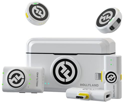 Hollyland Lark M2 Wireless Lavalier Microphone (2TX+3RX) Compatible with Camera, iPhone, Android, PC, 300m LOS Range, Hi-Fi Audio, Noise Cancelling, 40H Duration, Lapel Mic for Livestream Vlog-White