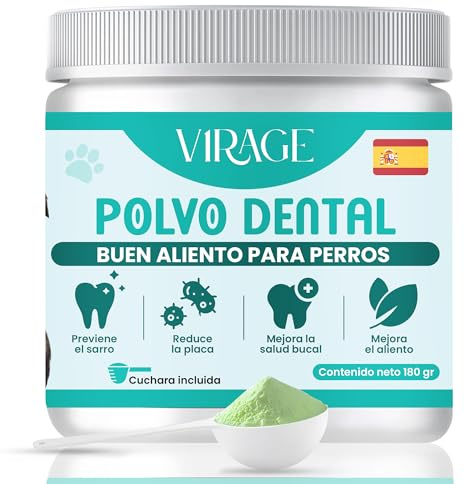 V1RAGE Polvos para Mal Aliento Perros 100% Natural 180 Gr - Polvo para Perros y Gatos - Reduce Sarro Perros - Algas Antisarro Gatos - Alternativa al Cepillo Dientes Perro y Pasta de Dientes.