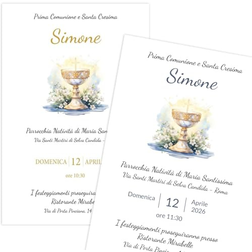Cormar INVITO PRIMA COMUNIONE E CRESIMA GENERICO PERSONALIZZATO 30 PEZZI