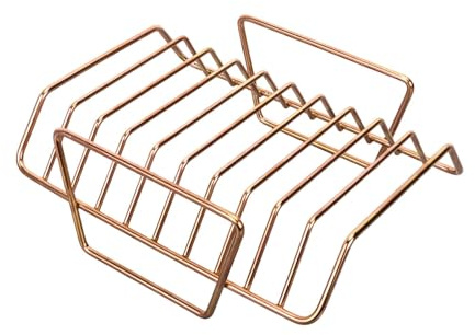 perfk Supporto per Costine in Acciaio Inossidabile di, Resistente, per arrosti di Carne al Forno, grigliate, per Uso Domestico, Picnic, Oro Rosa