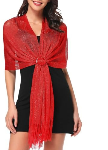 MUNSKT Châles métalliques étincelants avec boucle pour soirée, accessoires élégants pour robes de mariage, châles et écharpes parfaits pour robes de soirée, Taille unique