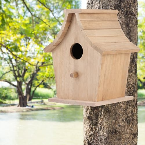 Naroote Casa para Pájaros de Madera, Caja de Cría a Prueba de Humedad de Textura Suave para Loros, Periquitos, Casa Colgante para Pájaros, Suministros para Mascotas para Amantes de Las Aves