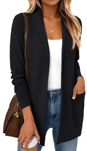 LILLUSORY Long Cardigans for Women UK Lightweight Sweaters Black XL
