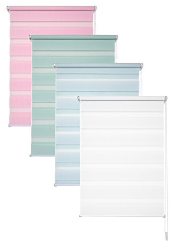 Garduna Doppelrollo - 80 x 200cm - für TÜREN Pastell Grün - Duo-Fenster-Rollo mit Klemmträger/Klemmfix ohne Bohren