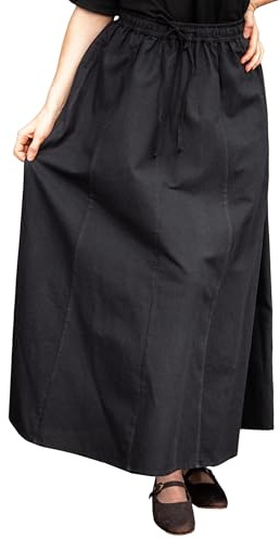 Leonardo Carbone® Damkjol Dana | Elastiskt midjeband | Justerbar dragsko | karneval, halloween, cosplay, LARP, medeltida kjol, kostym, plagg | bomull, svart, 3XL