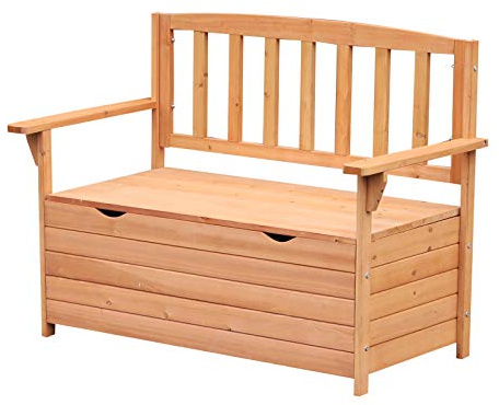 Outsunny Panchina da Giardino 2 Posti con Vano Contenitore Legno 112x58x84cm