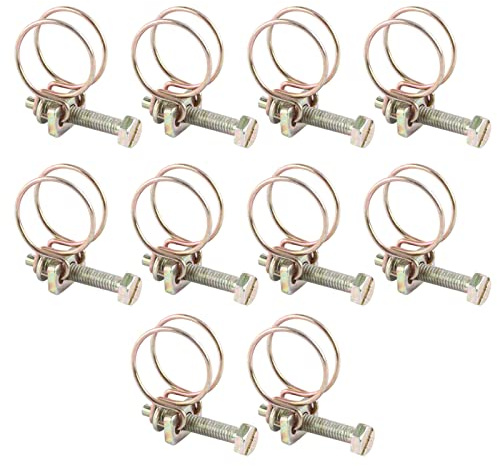 wifehelper vattenslang hullingklämma justerbar rostfritt stål bekväm dubbel tråd rör klämma ring VVS fästelement 10 st (21 mm – 25 mm)