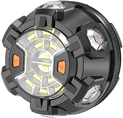 Car LED light Road Flares, Vehicle Emergency Breakdown Kit, with 8 Amber Flashing modes,Warning Signal beacon disc for safety with 1.5km 360 degree visibility plus magnetic base and hook attachment