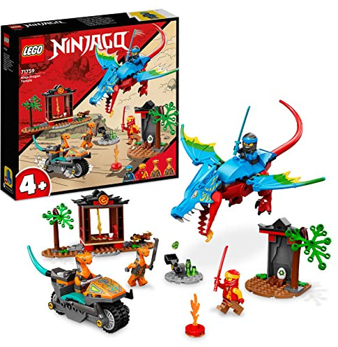 LEGO 71759 NINJAGO Drachentempel Set Mit Spielzeug-Motorrad, 4 Minifiguren Inkl. Kai Und NYA Sowie Drachen- Und Schlangen-Figuren