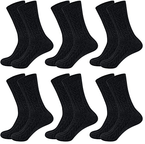 Justay Comf 6 Pares Calcetines de Lana Merino Hombres Calcetines Térmicos Invierno Grueso Transpirables Calcetines Algodón de Punto Cálidos para Hombres EU 38-45