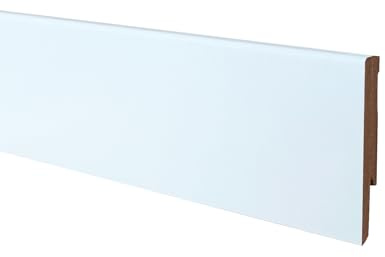Onlywood 24 Metri Lineari Battiscopa bianco in Mdf EVE Spessore 12 mm x Altezza 80 mm- Zoccolino Battiscopa Verniciabile a piacere Modello Liscio Squadrato