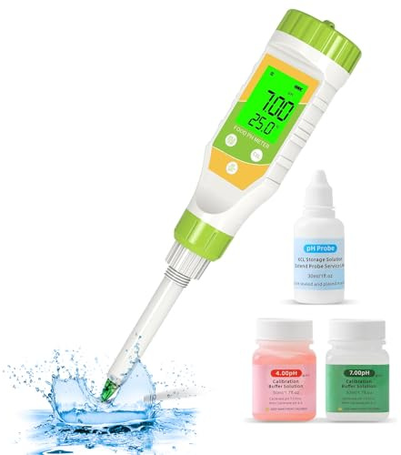 GISNPA Digital pH Meter for Food Hot Sauce Canned foodpH Tester 0.01 Resolution High Accuracy Food pH Testerwith Backlit LCD Display and ATC for MEA
