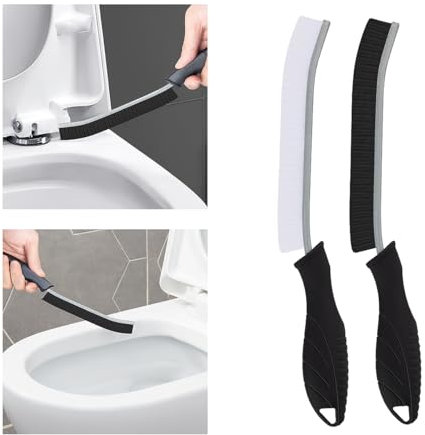 TQRR Escobillas de Baño-Cepillo Limpieza Hogar, Multifuncional Cepillo Limpieza Cerdas Duras, Inodoro, Bañera, Ranura de Puerta de Ventana y Herramientas de Limpieza (2, Negro)