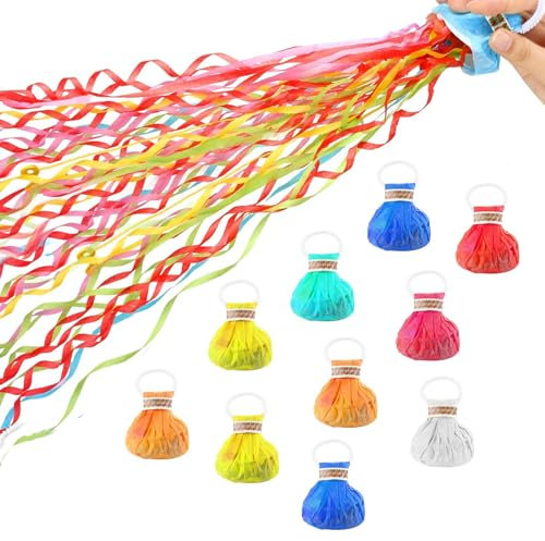 10 Stück Wurf Luftschlangen Bombe Hand Throw Streamers Luftschlangen Werfen für Neujahrsshows Partys Geburtstage Hochzeiten Abschlussfeiern Show