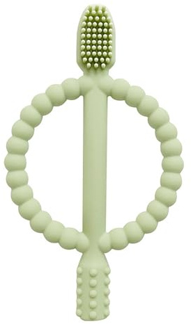 Soft Silicone Gum Massage Toothbrush, Safe Durable Oral Care, Sage Green