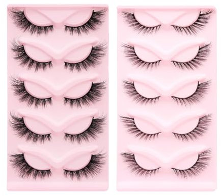10 Pares Pestañas Postizas, Pestañas Postizas Naturales Medias Pestañas Wispy, Pestañas Postizas Naturales Medias Pestañas