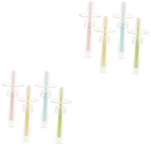 VICASKY 2 Sätze Zahnbürste Kleinkind Geformt Erste Zahnbürste Neugeborenes Ausbildung Multipack Sensorisch Früherzahnbürste Fingerzahnbürste Kieselgel 4 Stück * 2