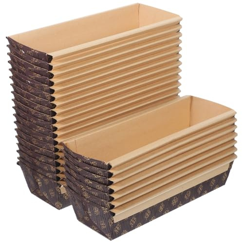 Abaodam Large Rectangular Corrugated Paper Loaf Pans for Baking 25pcs Disposable Cake Paper Trays Greaseproof and Oven Safe for Bread and Holiday Treats