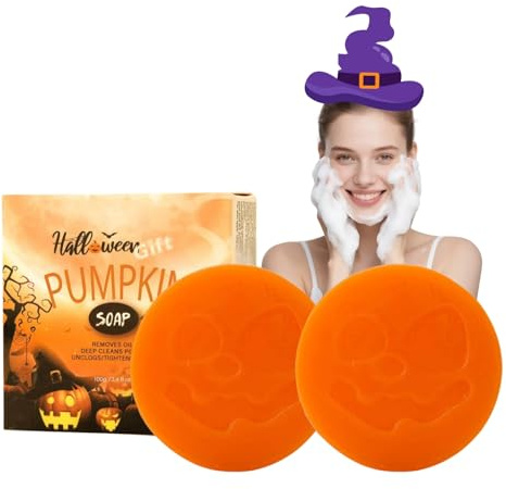 Halloween Pumpkin Natual Soap - Halloween Soap Bar - Face & Body 𝐒𝐨𝐚𝐩 for Deep Oil Control & Refreshing Cleanse - Bar 𝐒𝐨𝐚𝐩 Perfect 𝐇𝐚𝐥𝐥𝐨𝐰𝐞𝐞𝐧 Skincare Gift