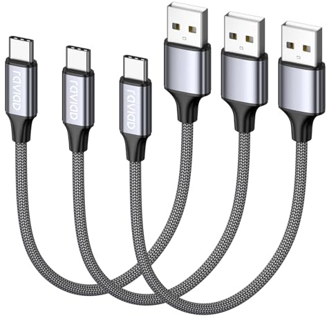 RAVIAD Cavo USB Type-C [3Pezzi, 0.5m] Cavo USB C Ricarica Rapida 3A QC 3.0 Nylon Intrecciato Cavo Ricarica USB C per Samsung Galaxy S25/ S24/ S23/ S22, iPhone 17 16 15 Pro Max Plus, P60 P50, Pixel