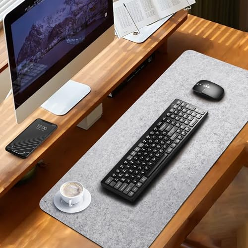 Yokuni Schreibtischunterlage Filz [Rutschfest] 100x40cm - Desk mat Schweigen, Hitzebeständig, Filz - Mauspad Groß, Schreibunterlage für Homeoffice, Schreibtischmatte für Laptop, Maus und Tastatur