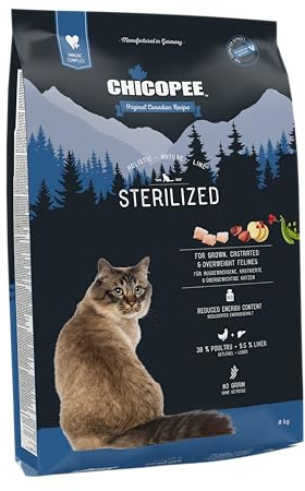 Chicopee HNL steriliserat 8 kg torrfoder för katter | av Bosch | kattmat | kanadensiskt recept | Tillverkad i Tyskland | Ett varumärke från Bosch djurfoder