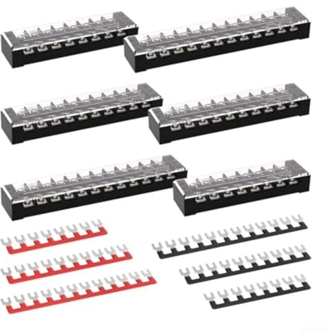 6 morsettiere isolate a doppia fila da 25 A, blocchi di 8/10/12 posizioni per cablaggio chiaro e sicurezza di connessione (rame)