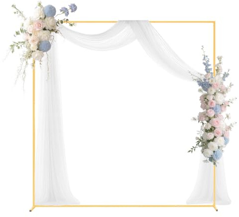 VEVOR Supporto per Fondale ad Arco 2 x 2 m, Struttura Stabile, Facile da Montare, Set di Fondali ad Arco per Feste Quadrato in Metallo Dorato per Compleanno, Lauree, Decorazioni per Cerimonie