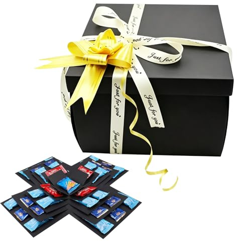 5 Capas Caja Sorpresa Regalo Explosion Box Caja Sorpresa Cumpleaños paquete de regalo multiuso DIY Explosion Surprise Box Caja Sorpresa de Dulces Navidad Aniversario Boda San Valentín (Negro)