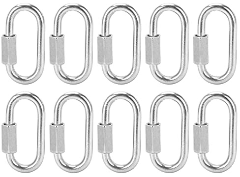 Arythia 10 Pezzi Maglia Rapida M5, Moschettone Acciaio Inox con Chiusura a Vite, Connettore per Catena Resistente 150 kg, per Amaca Campeggio Rimorchio