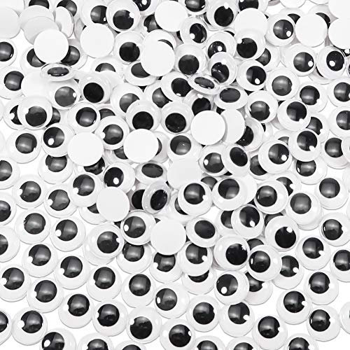 TOAOB 70 Stück Selbstklebend Wackelaugen Runde Schwarz Weiß 15mm Kunststoff Augen für Scrapbooking Kunsthandwerk Puppe Zubehör