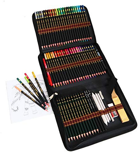 Majoart Buntstifte Malset Skizzierstifte Set Bleistifte für Skizzieren und Zeichnen Profi Art Set und Kit Bag 72 Stück,Set für Malbücher für Erwachsene