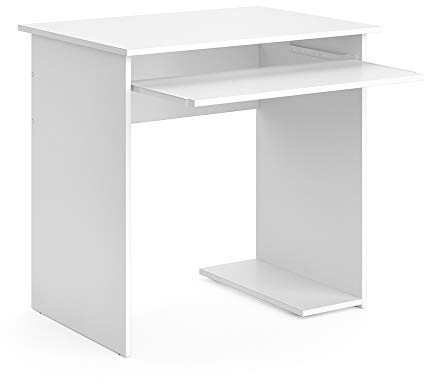 Vicco Scrivania Nick, Bianco, 80 x 58 cm, con ripiano estraibile per tastiera e supporto per unità di sistema